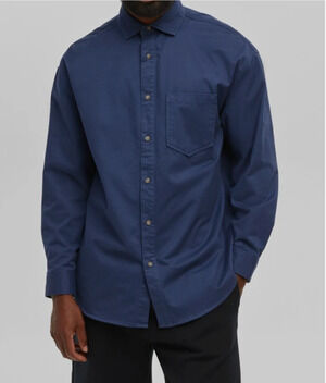Mode of One Mens Relaxed Fit Button Down Twill Shirt in Caspian Waters Size M
